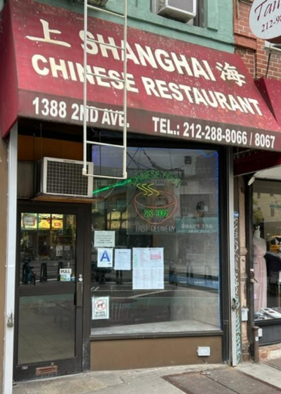 Shanghai Chinese Restaurant                  1388 Second Street                                            New York, NY 10021
